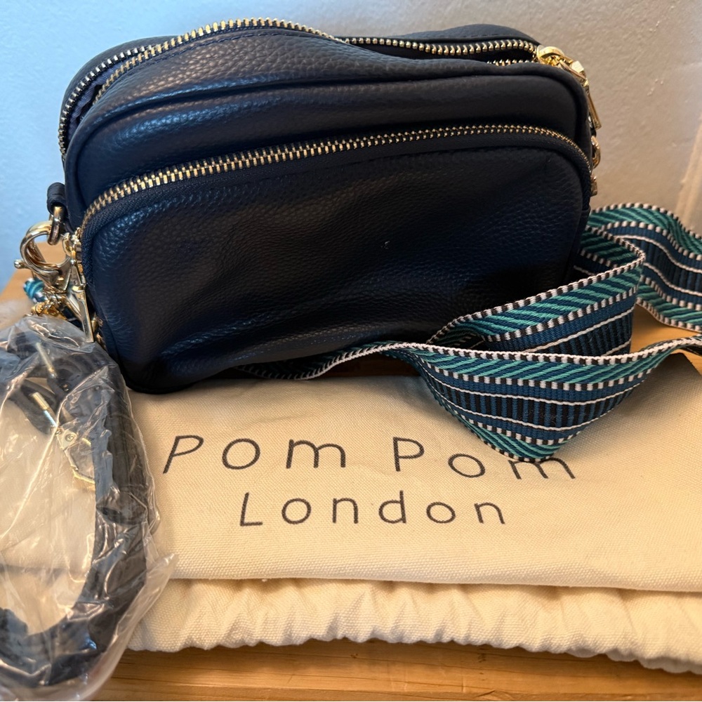 Navy Crossbody Bag from Pom Pom London